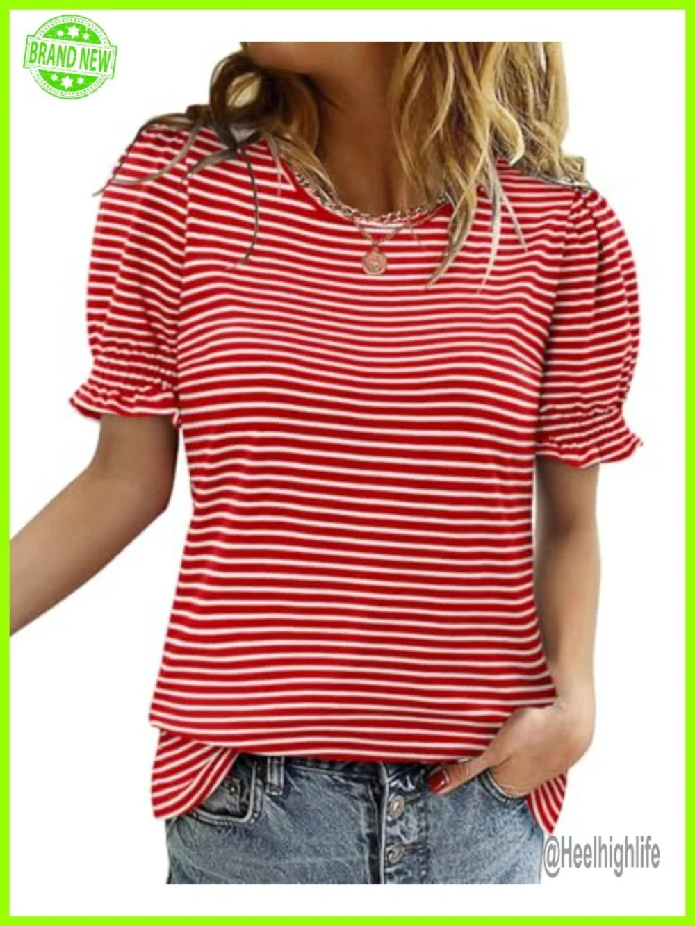 CRAZY GRID Women's Ruffle Short Sleeve Casual Knit Loose Fit T-Shirt Summer Top
